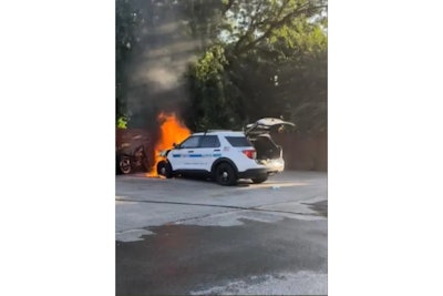 Metro Nashville Police SUV burns in driveway of officer's home. A teenager was charged with arson. (Photo: Metro Nashville PD)