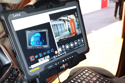 Getac's full rugged A140 tablet was on display inside a patrol vehicle.