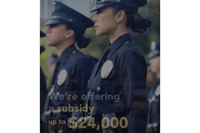 LAPD is offering a $24,000 rent subsidy over the first two years of service for new recruits. (Photo: LAPD/Facebook Video)