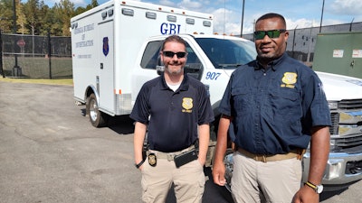 GBI Special Agent Daniel J. Burlingham, left, and GBI Special Agent Carl D. Murray provide specialized crime scene skills to assist fellow agents and local agencies in their assigned region of Georgia.