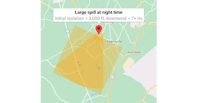 One capability provided by the ERG 2020 app is drawing isolation zones and downwind protection areas based on the hazardous materials involved in a transportation incident.