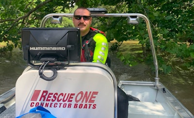 The team's rock-proof boat is ready to handle the challenges of the Chattahoochee River when people are in need of rescue.
