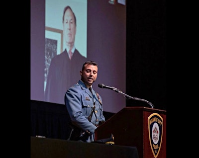 Atlantic City Police Chief James Sarkos speaks during his swearing-in event in which U.S. Supreme Court Justice Samuel Alito administered the oath of office.