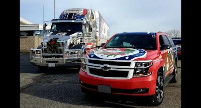 Chevrolet vehicles with special decorative wraps will escort Wreaths Across America to Arlington National Cemetery.
