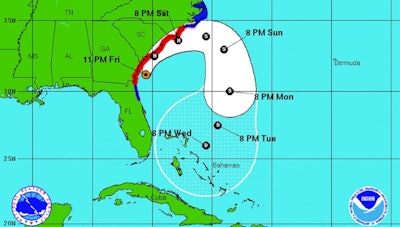 This National Weather Service map shows the track and timeline of Hurricane Matthew.