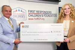Henry Repeating Arms CEO and founder Anthony Imperato presents a $50,000 donation to FirstResponders Children’s Foundation president and CEO Jillian Crane at the organization’s headquarters in New York City.
