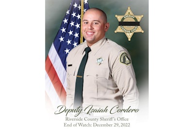 Riverside, CA, Sheriff's Deputy Isaiah Cordero was killed at a traffic stop Thursday. The suspect was fatally shot by law enforcement officers after a manhunt and pursuit. (Photo: Riverside County SD/Facebook)