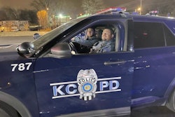 Kansas City police recruit Matt Dillman gets his time in behind the wheel under the supervision of FTO Jonathan Geiger while working night shift earlier this week.