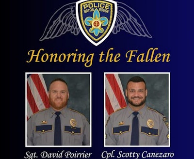 Sgt. David Poirrier and Cpl. Scotty Canezaro of the Baton Rouge Police Department were killed Sunday when the department helicopter crashed in a field.