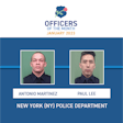 Officer Paul Lee and Officer Antonio Martinez of the NYPD were named January 2023 Officer of the Month by the National Law Enforcement Officers Memorial Fund.