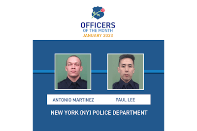 Officer Paul Lee and Officer Antonio Martinez of the NYPD were named January 2023 Officer of the Month by the National Law Enforcement Officers Memorial Fund.