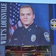 The location for the banner honoring critically wounded Officer Nickolas Wilts was chosen for its visibility. Wilts was shot in the head responding to an active shooter two weeks ago at a downtown bank.