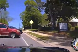 Police dashcam video shows a suspect losing control and crossing into the path of a Lawrenceville, GA, police vehicle just before the collision.