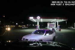 Pasco Police Officer Phil Hanks approaches a suspect vehicle on March 24 and the suspect opens fire. Hanks was hit then treated and released at a local hospital.