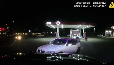 Pasco Police Officer Phil Hanks approaches a suspect vehicle on March 24 and the suspect opens fire. Hanks was hit then treated and released at a local hospital.