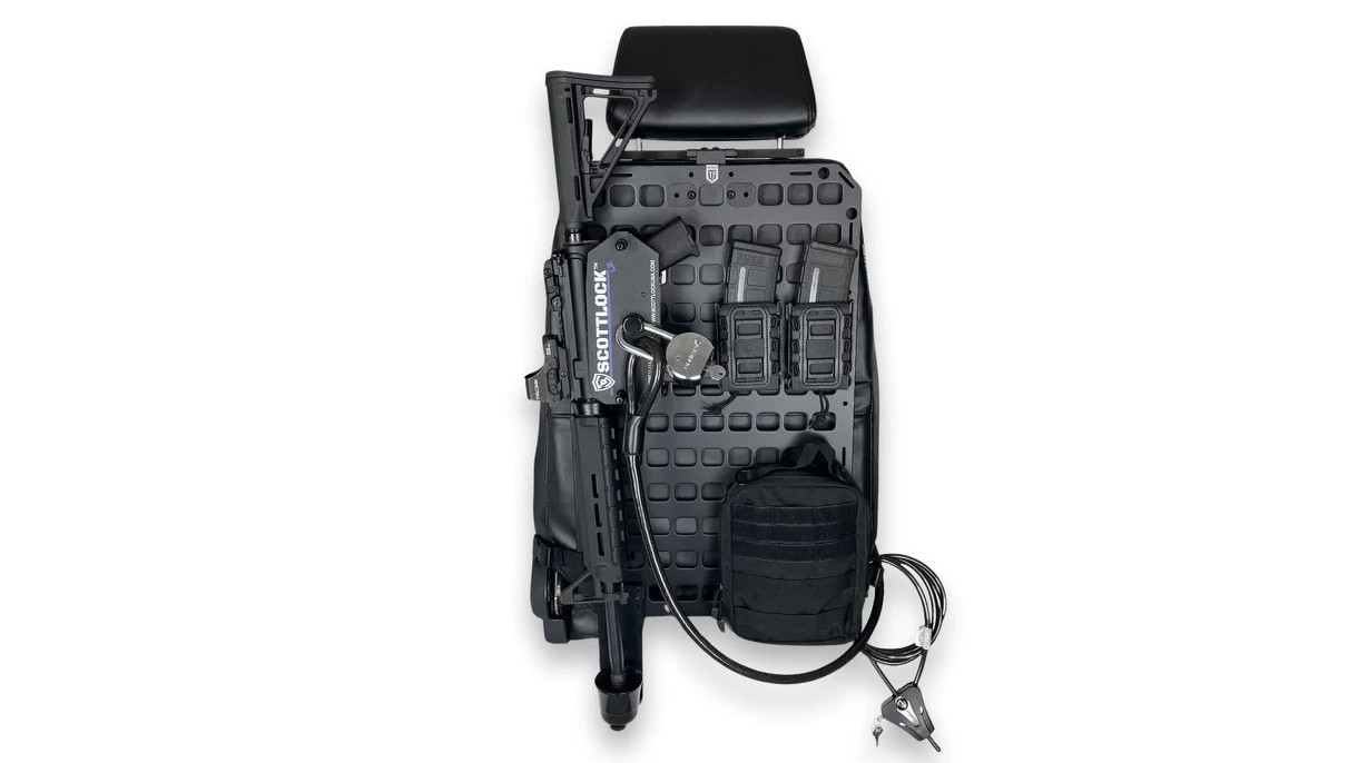 The new #305 Vehicle Locking Rifle Rack - Scottlock 15.25 X 25 RMPX Package stores your rifle during transportation.