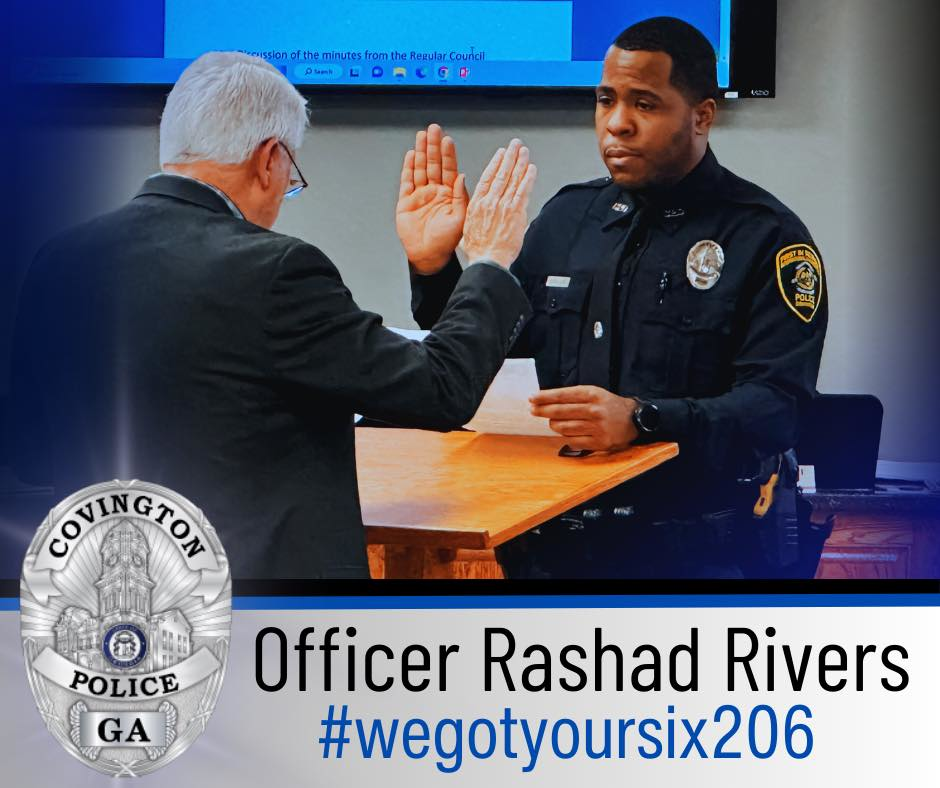 Officer Rashad Rivers of the Covington (GA) Police Department is recovering in a local hospital after being shot during response to a domestic.
