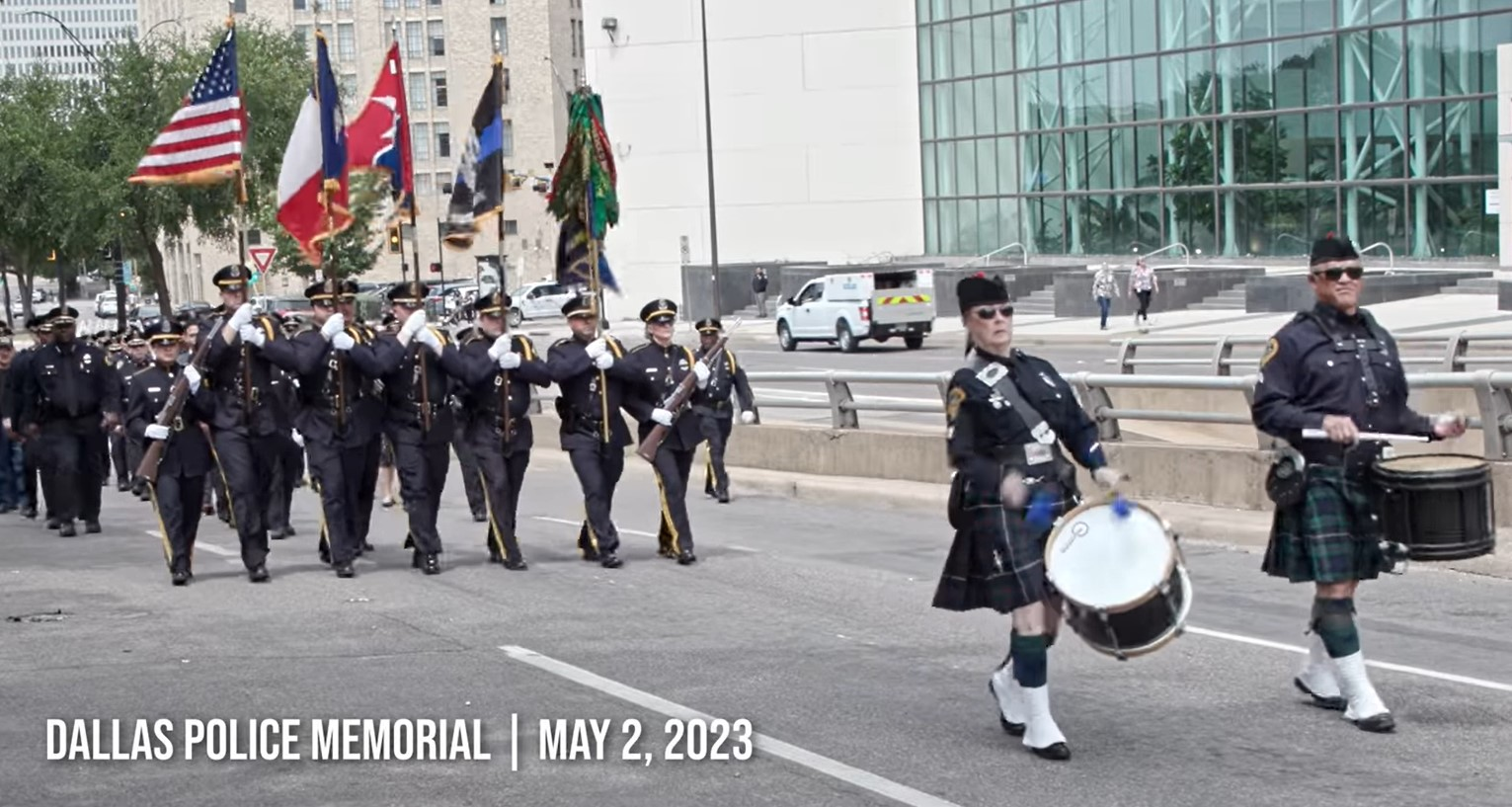 Dallas Police Department officers participate in the annual memorial ceremony.