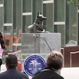 The LAPD unveiled a statue honoring its fallen K-9s Thursday.