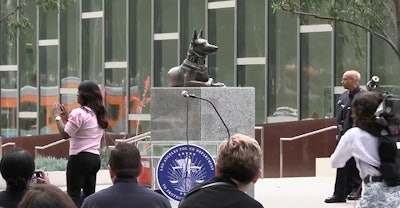 The LAPD unveiled a statue honoring its fallen K-9s Thursday.