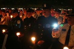 Officers and police supporters honoring the fallen during National Police Week.