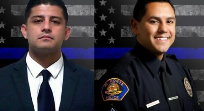 El Monte, CA, police officers Joseph Santana, left, and Michael Paredes were killed in June 2022 by a man who was previously released on a third strike charge.