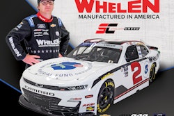 The paint scheme for Sheldon Creed's Camaro sponsored by Whelen Engineering honored fallen officers at Monday's NASCAR Xfinity Series race at the Charlotte Motor Speedway.