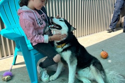 Eight-year-old Priscilla Aguilar and her new friend Atlas.