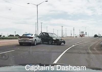 A trooper takes action to stop a suspect sought in connection to a shots fired call. The same suspect later was pursued again after he stole a patrol vehicle while he was in custody.