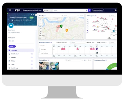Image showing an investigation screen within the NEXYTE decision intelligence platform. NEXYTE provides actionable intelligence through data fusion and ML analytics.