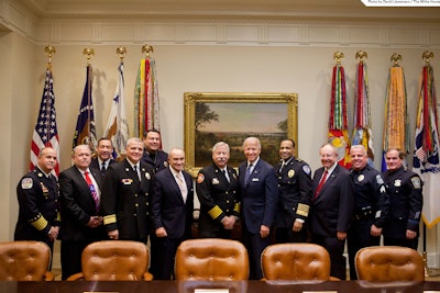 Law enforcement and government officials, including then Vice President Joe Biden, at the 2012 FirstNet Bill signing.