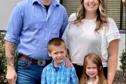 Hall County, GA, Sheriff's Deputy Patrick Holtzclaw lost his wife and two children in a wreck Sunday. Photo shows his wife Avonlea and their two children Colt and Maddie Kate.