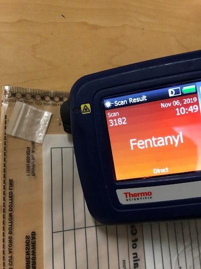 Thermo Scientific's TruNarc can identify hazardous materials, including fentanyl. The device uses Raman laser technology for touchless analysis.