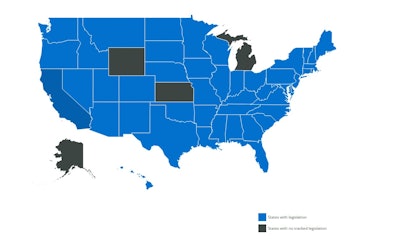 Users can click on individual states on the Vector Solutions map and learn about recently passed legislation affecting law enforcement.