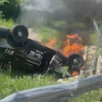 A Caledonia, WI, patrol SUV crashed and burned during a pursuit Saturday. The officer walked away with no major injuries.
