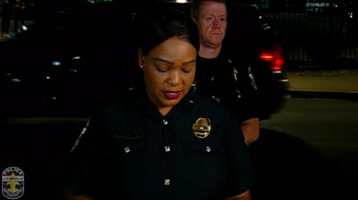 Louisville Metro Police Chief Jacquelin Gwinn-Villaroel at a press conference following Thursday's ambush attack on a patrol officer. The officer was critically wounded.