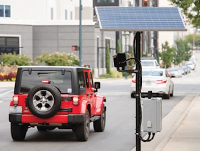 Leonardo's Street Sentry is a pole-mounted, solar-powered fixed LPR system.