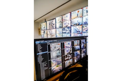 Real time crime center displays running Milestone Systems’ XProtect Expert VMS.