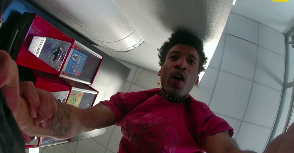 Screen shot from Youngstown Police video showing Keishaun Sims inside the police station. He reportedly attacked a police officer inside the station. Youngstown PD says it is reviewing procedures and training over the incident.