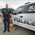 K-9 Waro and his Clayton County Police handler. Waro, a German shepherd, was killed early Saturday morning.