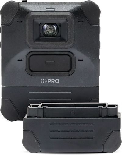 The i-Pro BWC4000 features a detachable and swappable battery, rugged construction, and three resolution levels.