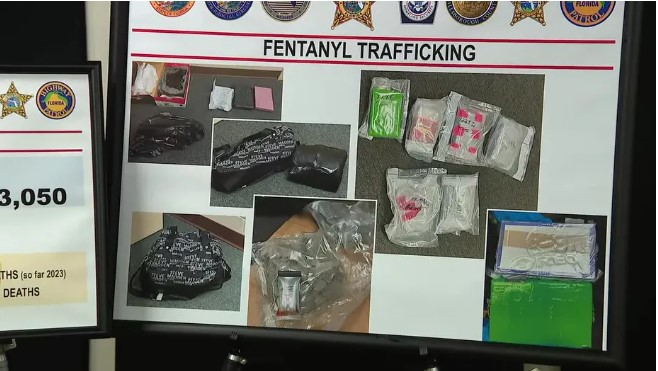 Florida law enforcement officers have seized enough fentanyl to kill 5 million people and arrested three traffickers, Sheriff Grady Judd of Polk County says.