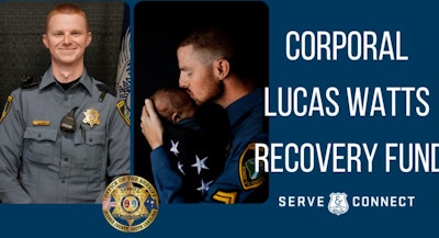 Oconee County (South Carolina) Sheriff's deput Lucas Watts was shot in the head last week during a vehicle pursuit. A fundraising page for the new father and his family is trying to raise $150,000.