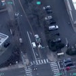 Screen shot from aircraft video of stolen vehicle speeding through Portland. Police did not pursue. But they follow the vehicle by air, and the suspect was arrested.