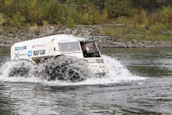 The Sherp can drive on water at speeds up to 4 mph.