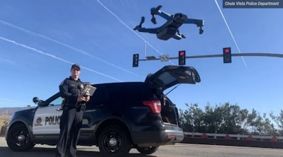 Chula Vista, California, police officer operating drone.