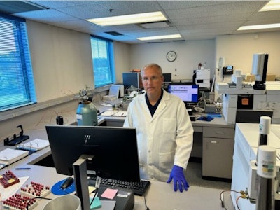 Matthew Gamette working in the Idaho State Police Forensics Services Laboratory in Meridian, Idaho.