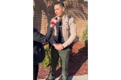 Los Angeles County Sheriff's Department Deputy Luis Cisneros speaks with the media about what happened when he interrupted a robbery in progress at a 7-Eleven.