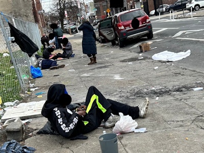 Open narcotic usage on the streets of Philadelphia.