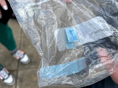 Typical wax folders containing 2 to 3 grams of heroin and fentanyl in plastic bags as used by addicts.